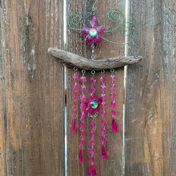 Barbie Movie 2023 Style Pink Sun Catcher Handmade Driftwood & Recyclables - Picture 10 of 13